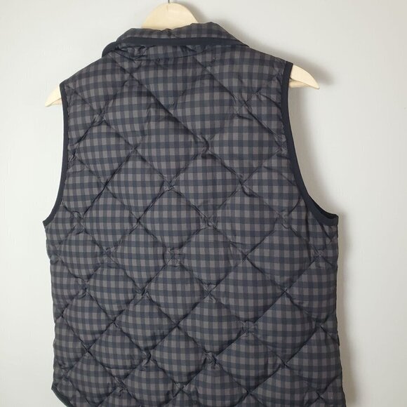 J. Crew Quilted Puffer Vest Women M Gray Brown Gingham Check Down‎ Fill Full zip - Picture 11 of 11